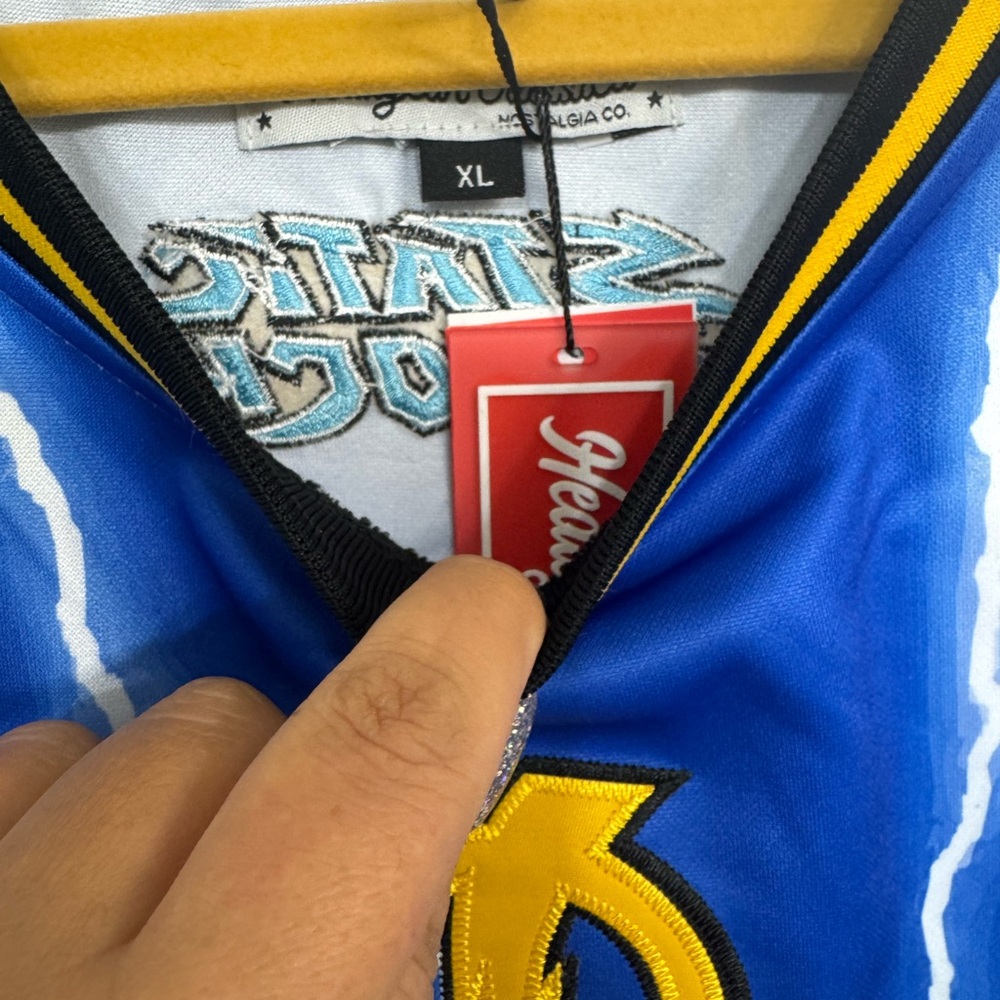 STATIC SHOCK Blue Lightening Headgear Classics Basketball Jersey ~π XL - Picture 4 of 9